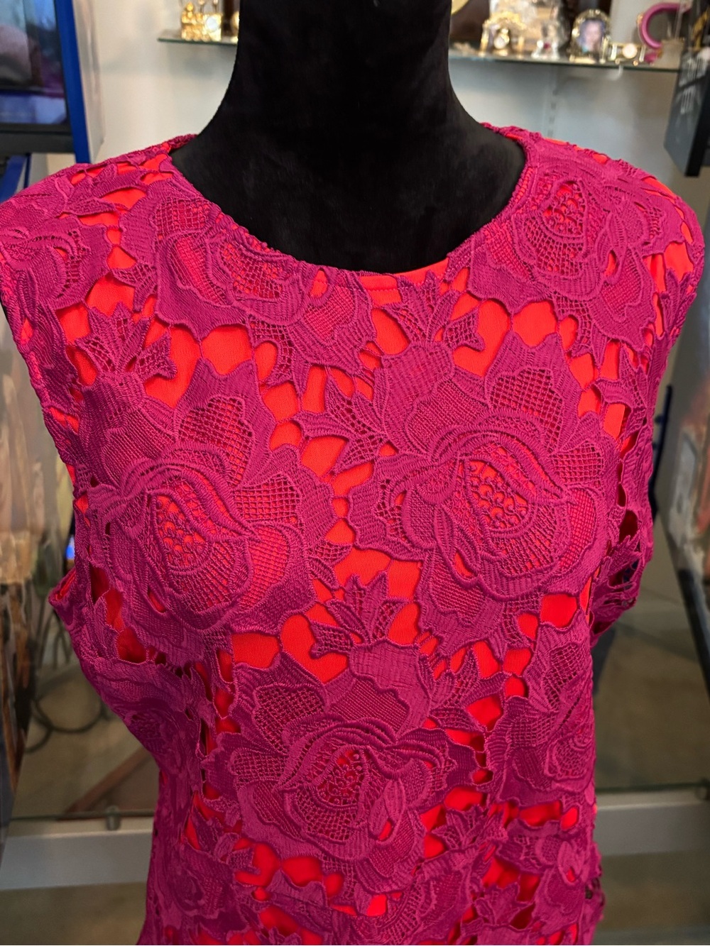 Roses Are Ready Red and Magenta Lace Midi Dress size XL - Picture 2 of 10